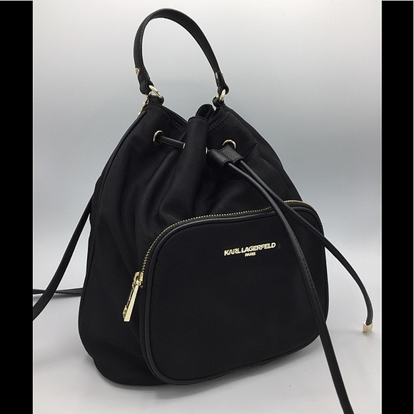 Karl Lagerfeld Handbags - Karl Lagerfeld Bag Nylon Leather Bucket Crossbody Bag